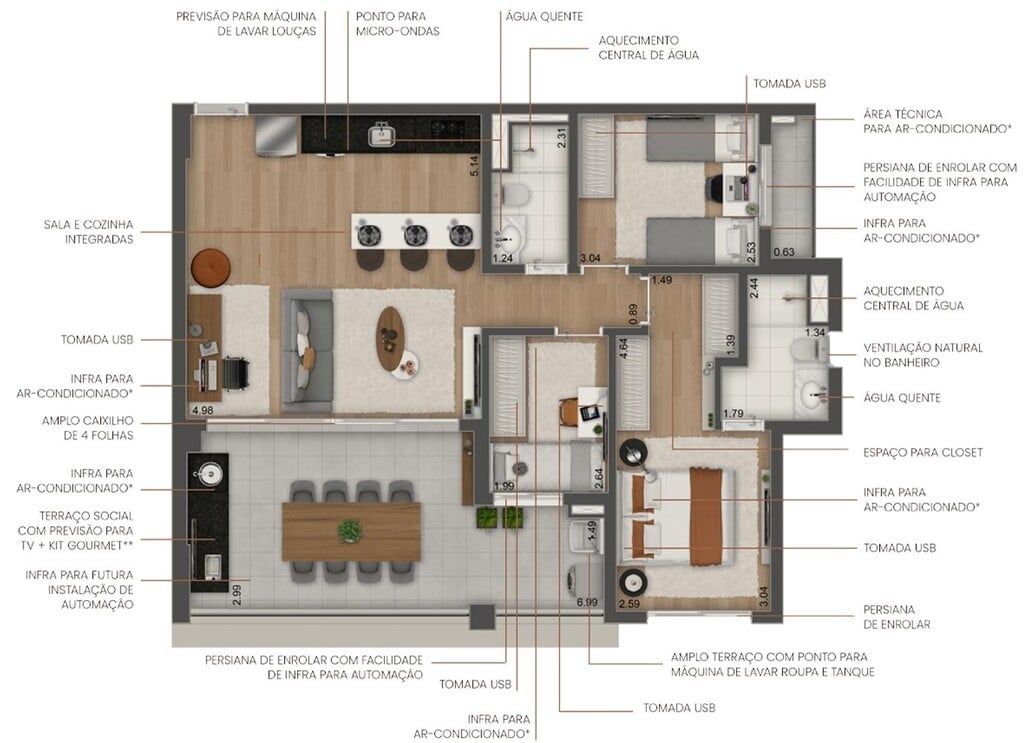 Planta 06 - 3 dorm 92m