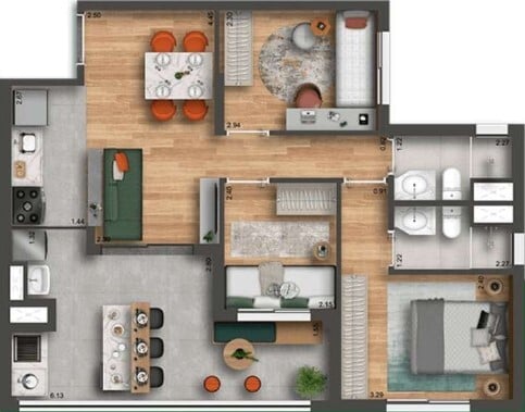 Planta 05 - 3 dorm 69m