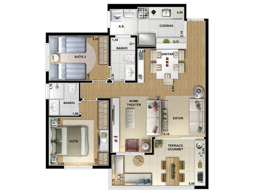 Planta 09 - 2 dorm 152m - duplex inferior opo