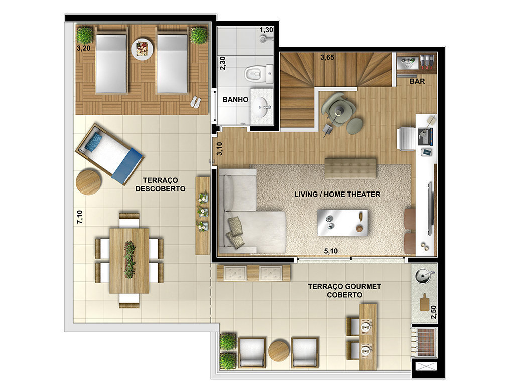 Planta 07 - 3 dorm 152m - duplex superior