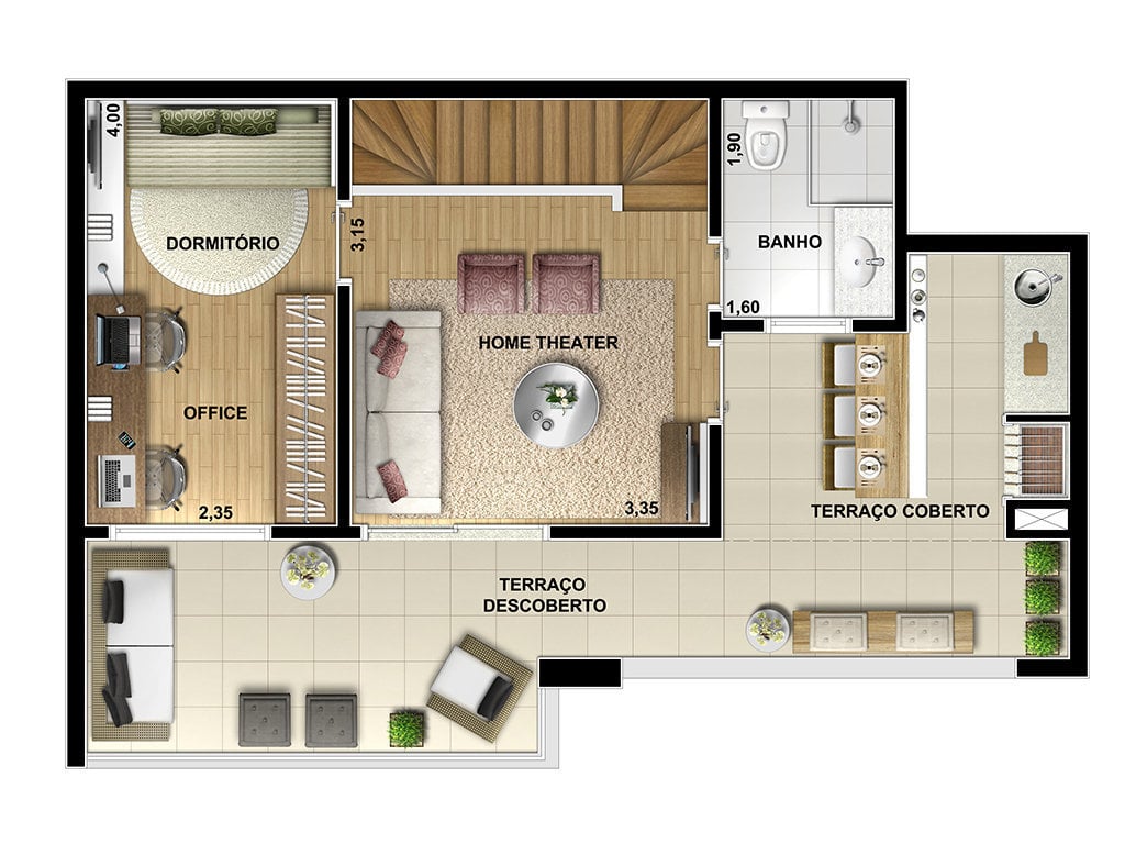 Planta 06 - 1 dorm 117m - duplex superior