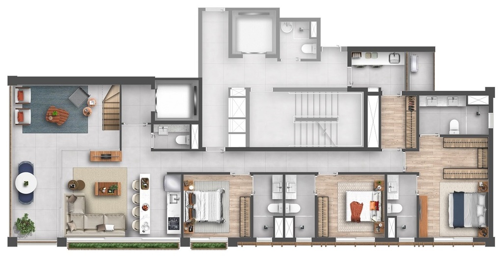 Planta 07 - 3 dorm 272m - duplex inferior