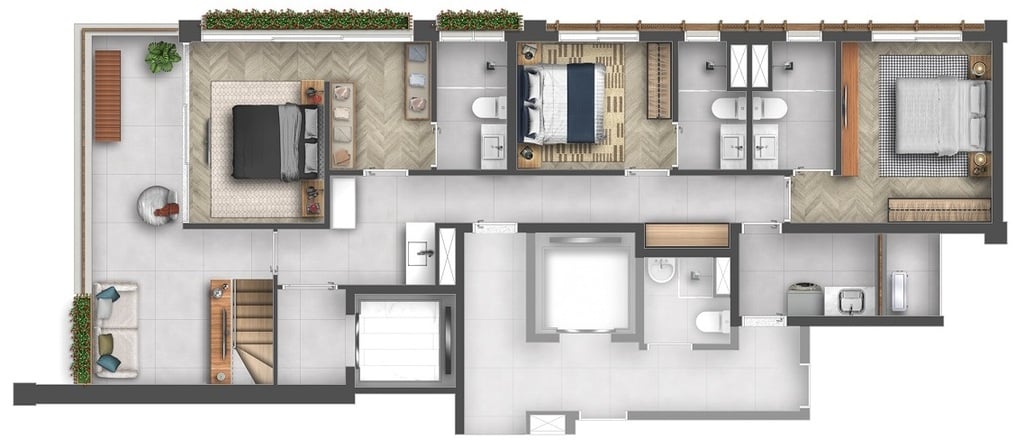 Planta 05 - 3 dorm 188m - duplex inferior