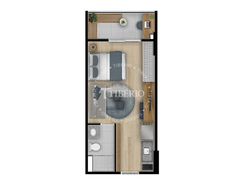 Planta 05 - 1 dorm 27,93m - studio