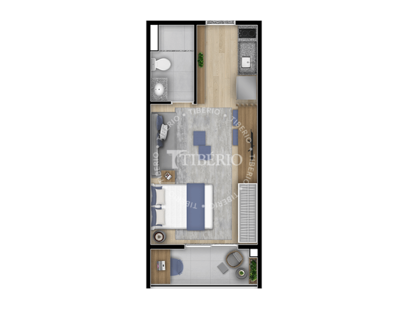 Planta 04 - 1 dorm 27,32m - studio