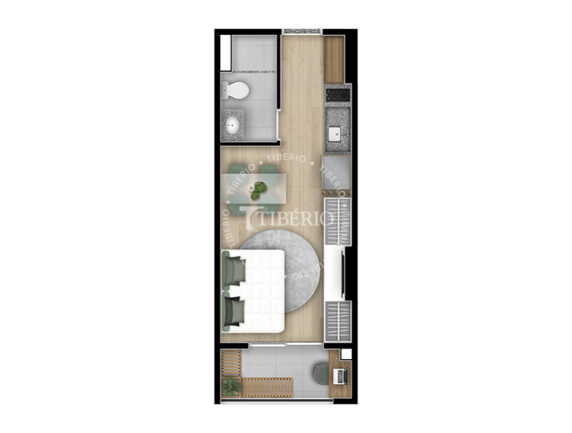 Planta 01 - 1 dorm 24,65m - studio