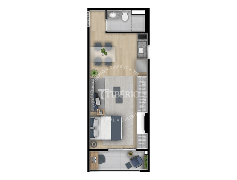 Planta 15 - 1 dorm 33,60m - studio