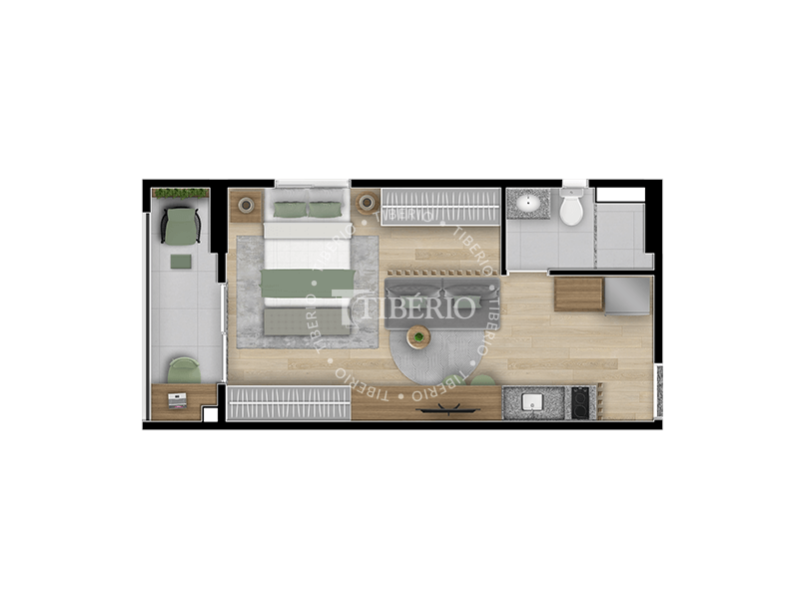 Planta 14 - 1 dorm 32,71m - studio