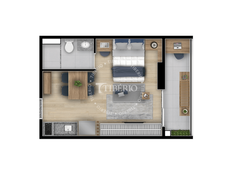 Planta 08 - 1 dorm 28,74m - studio