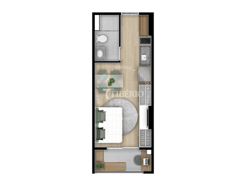 Planta 01 - 1 dorm 24,65m - studio