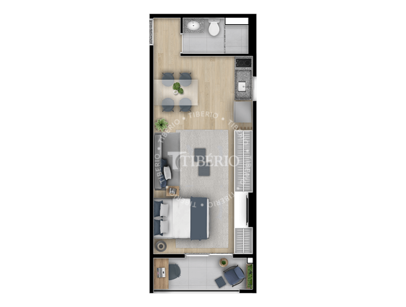 Planta 15 - 1 dorm 33,60m - studio