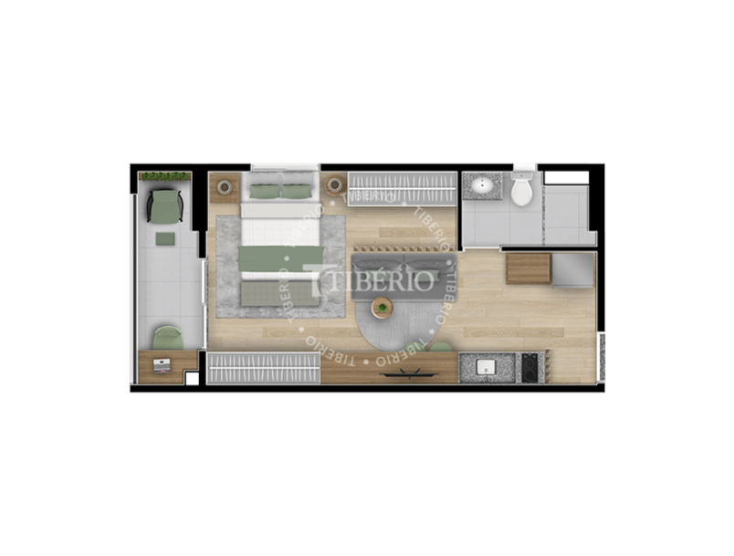 Planta 14 - 1 dorm 32,71m - studio