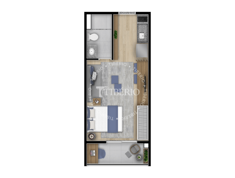 Planta 04 - 1 dorm 27,32m - studio