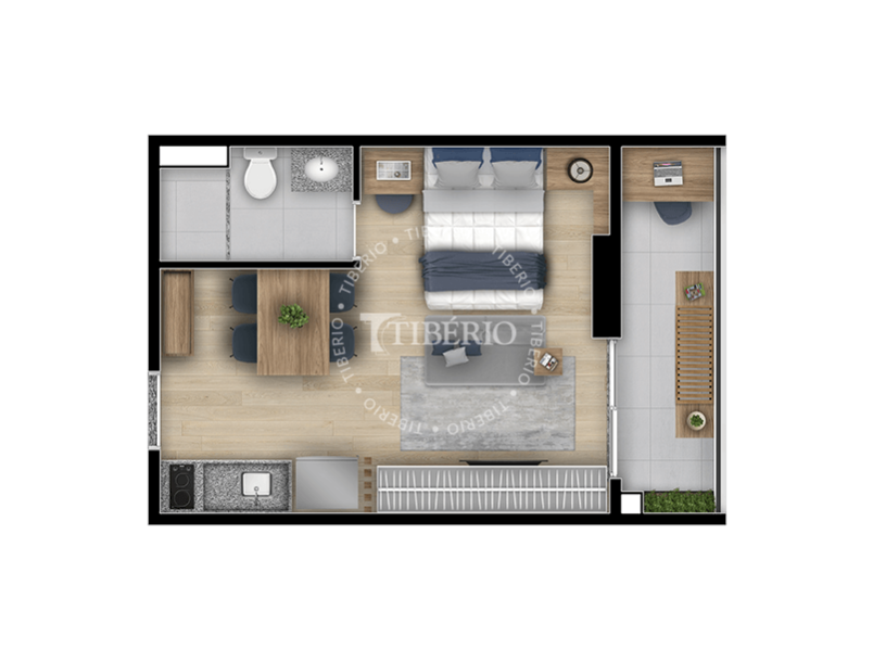 Planta 08 - 1 dorm 28,74m - studio