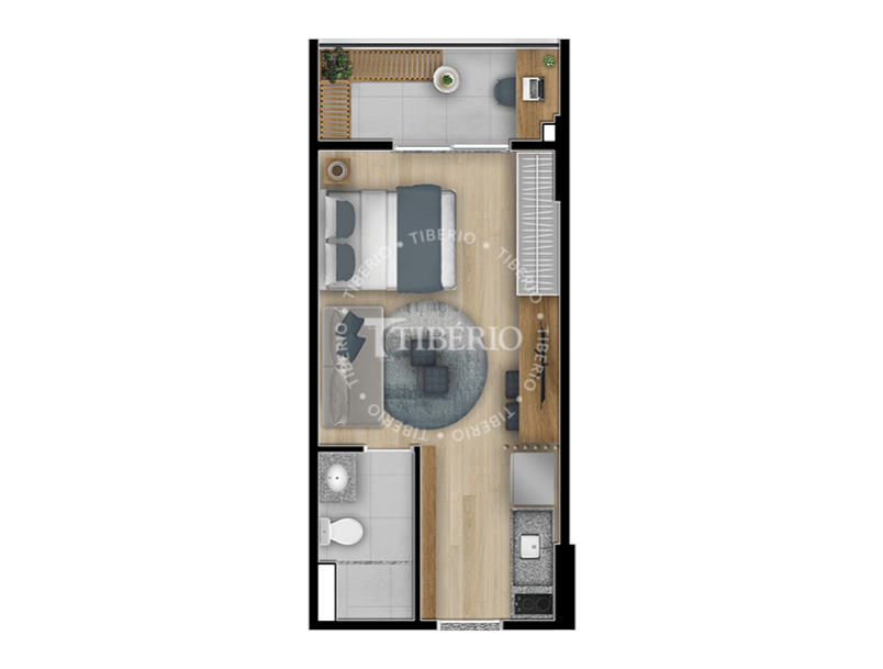 Planta 05 - 1 dorm 27,93m - studio