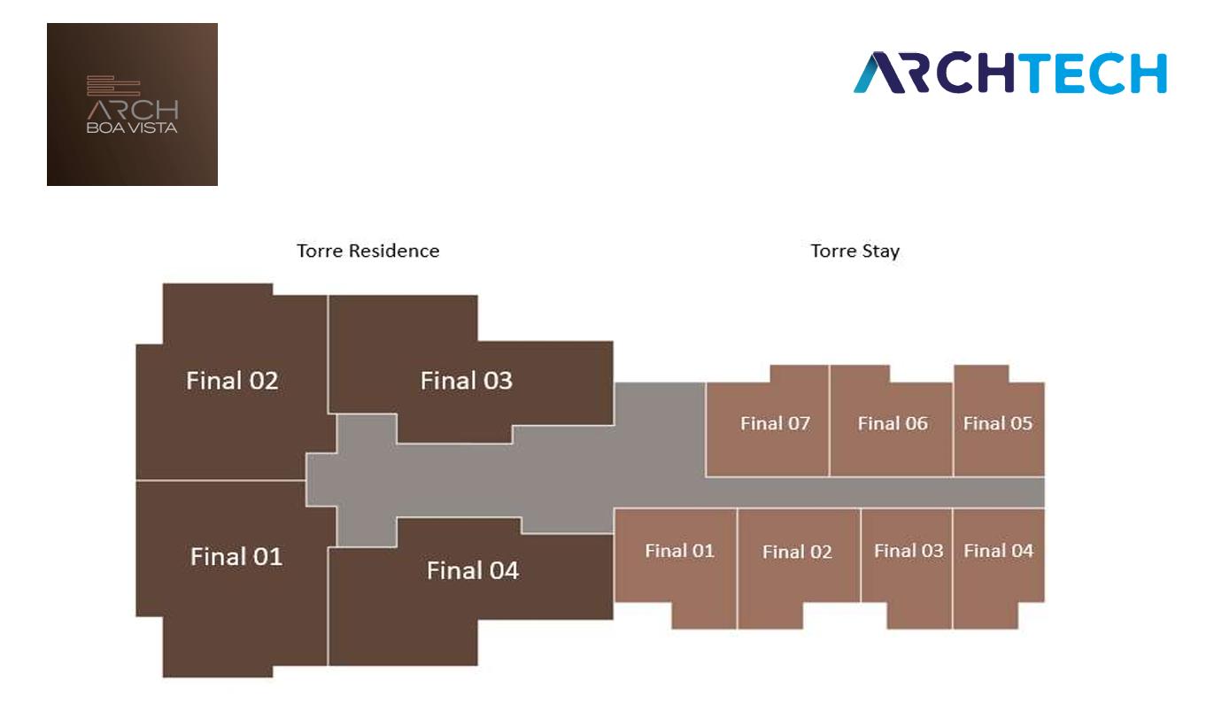Implantao dos andares - Torre Residence com apartamentos de 82 a 90m