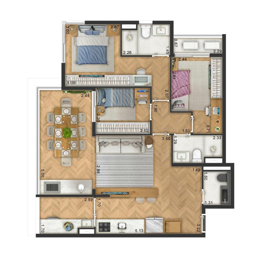 Planta Finais 1 e 2 (90m)