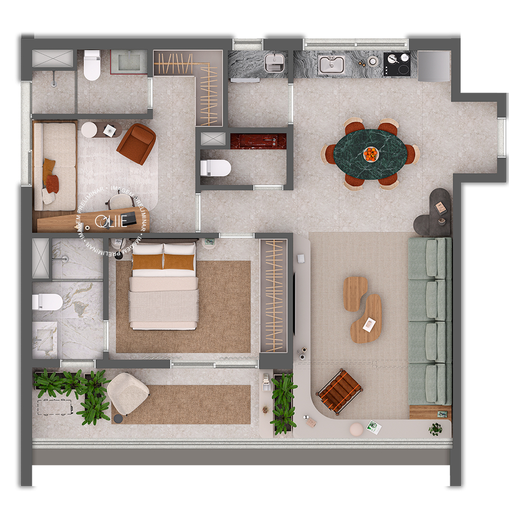 Planta 04 - 2 dorm 83m