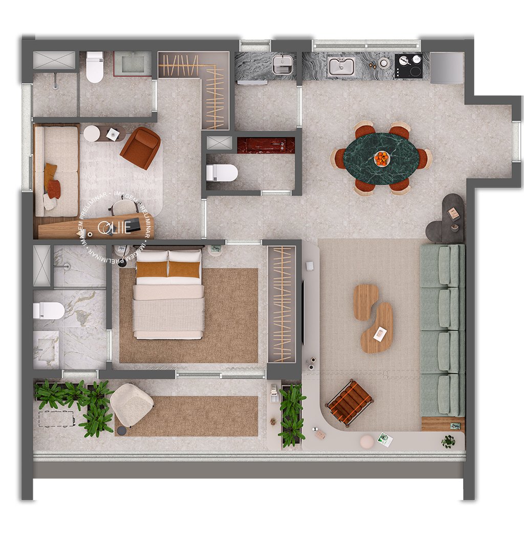 Planta 04 - 2 dorm 83m