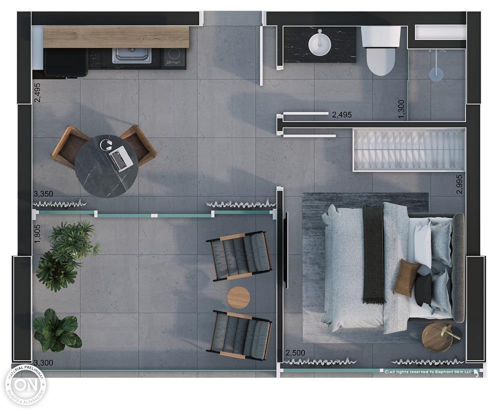 Planta 06 - 1 dorm 29m