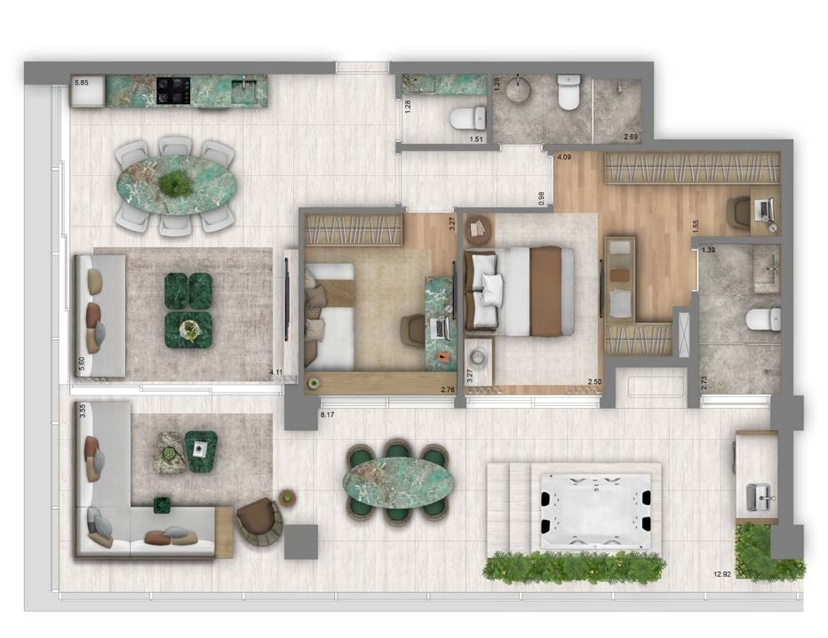 Planta 06 - 2 dorm 127m - garden