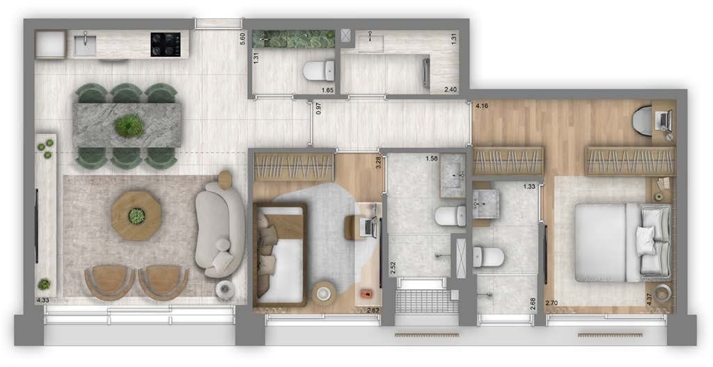Planta 03 - 2 dorm 80m