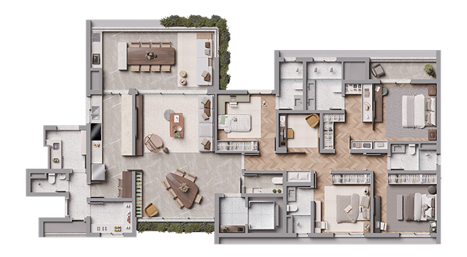 Planta 01 - 4 dorm 219m