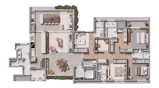 Planta 01 - 4 dorm 219m