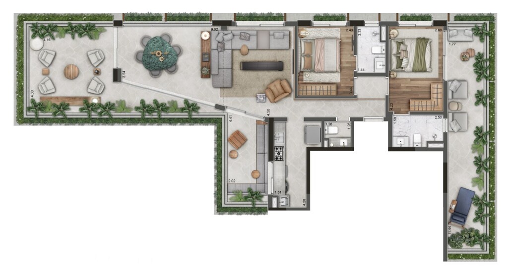 Planta 13 - 2 dorm 173,79m - penthouse