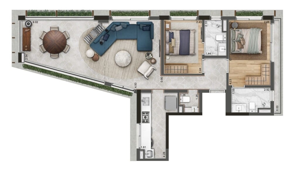 Planta 09 - 2 dorm 101,83m - opo