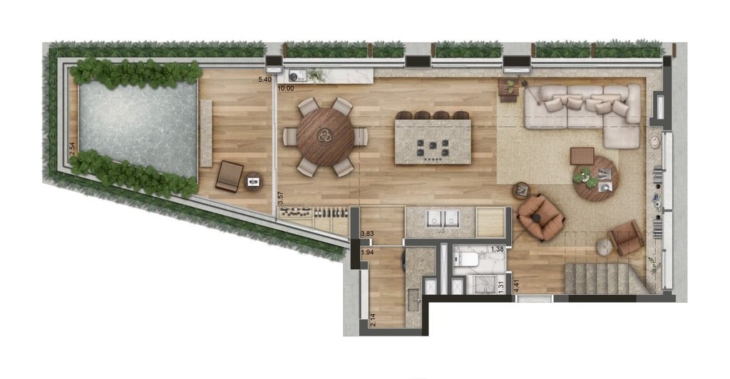 Planta 11 - 2 dorm 157,81m - duplex - inferior