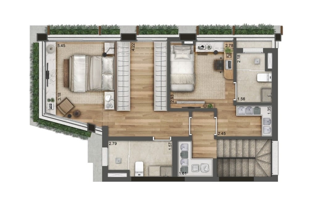 Planta 12 - 2 dorm 157,81m - duplex - superior