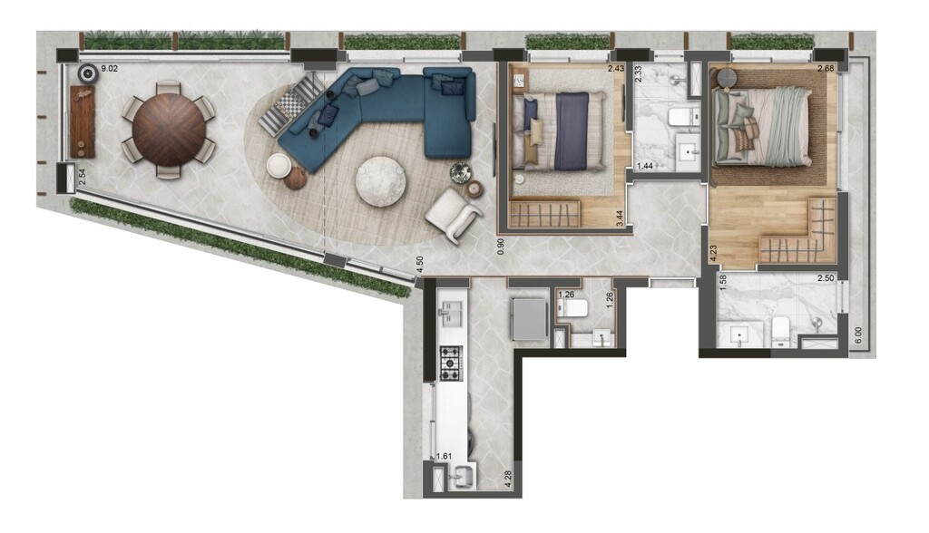 Planta 09 - 2 dorm 101,83m - opo