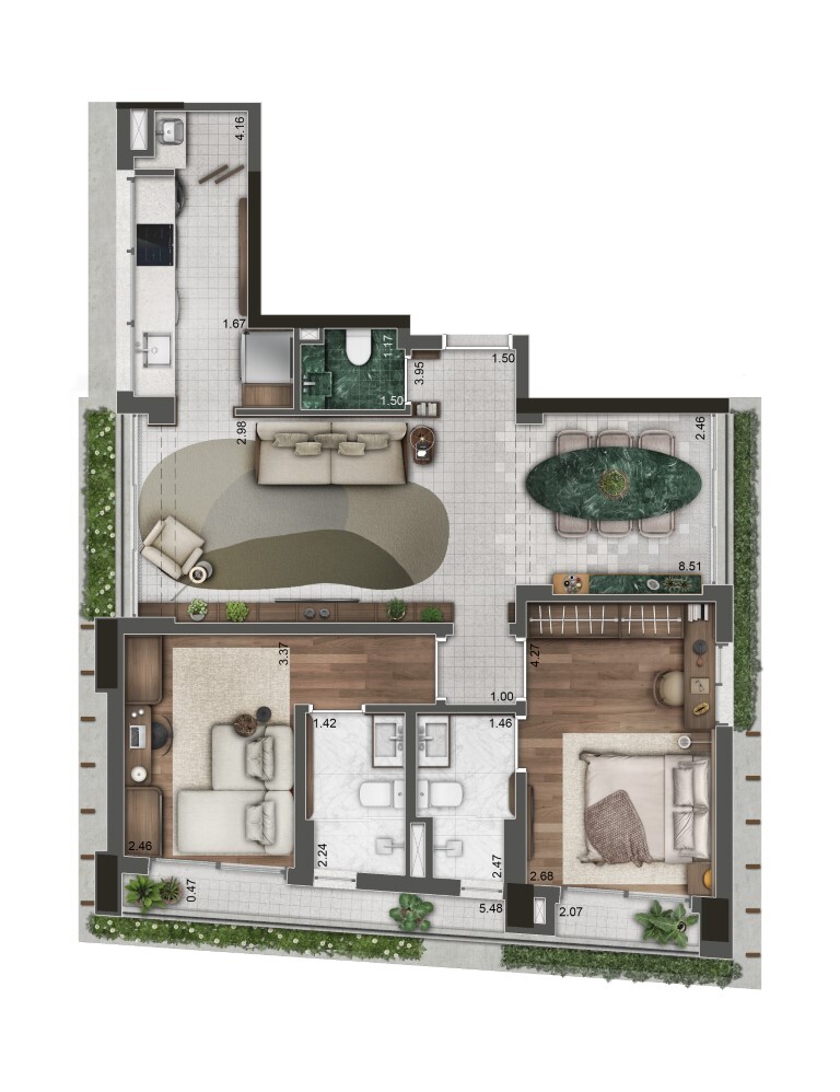 Planta 05 - 2 dorm 89,79m - opo