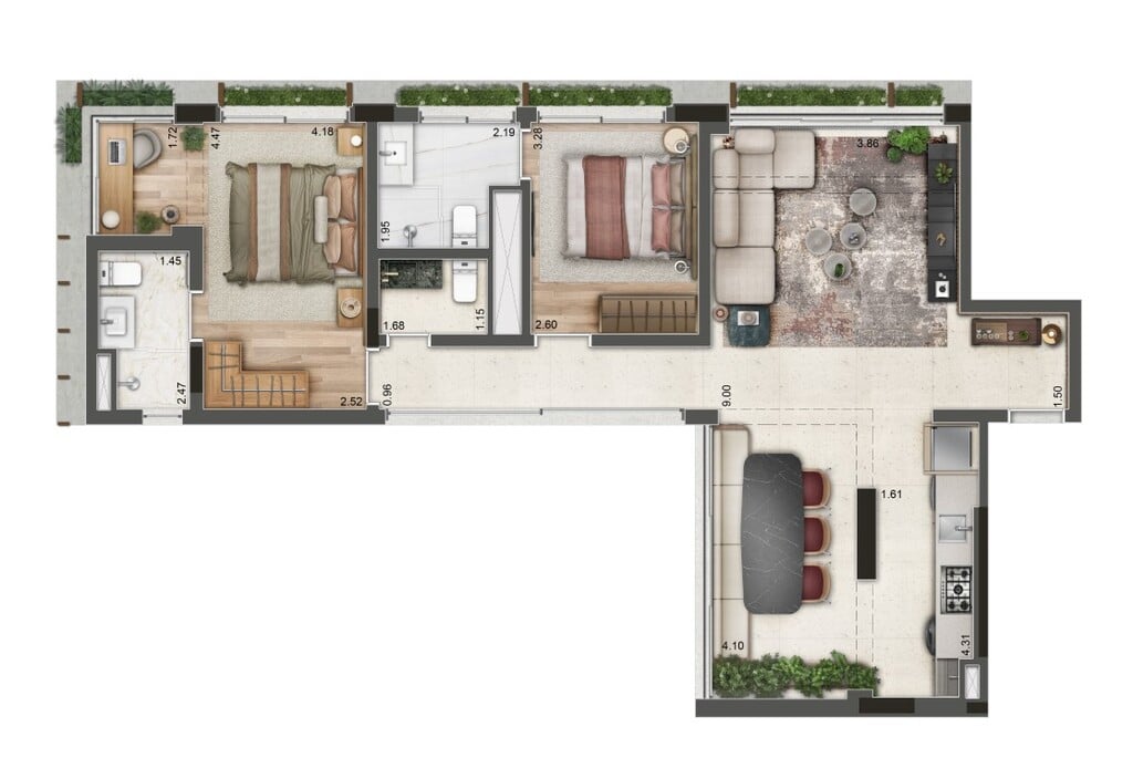 Planta 07 - 2 dorm 95,82m - opo