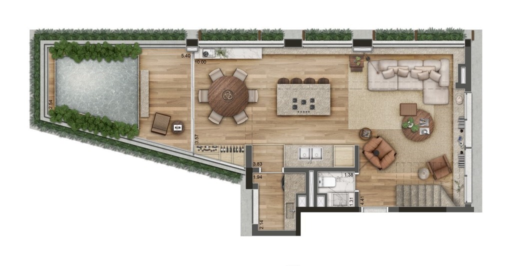 Planta 11 - 2 dorm 157,81m - duplex - inferior