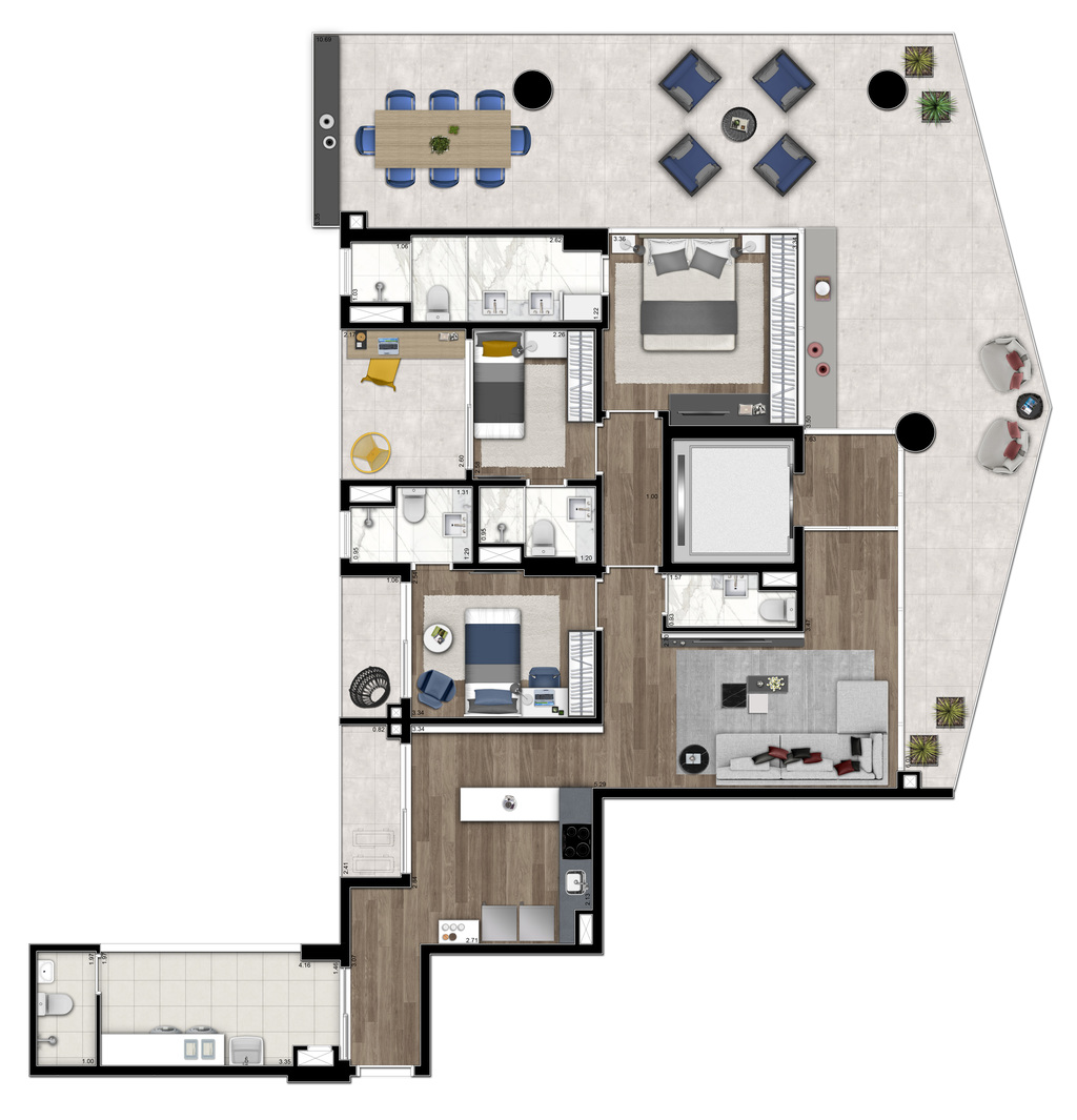 Planta 23 - 3 dorm176m