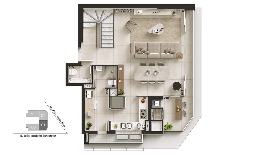 Planta 03 - 2 dorm 147m - duplex - inferior