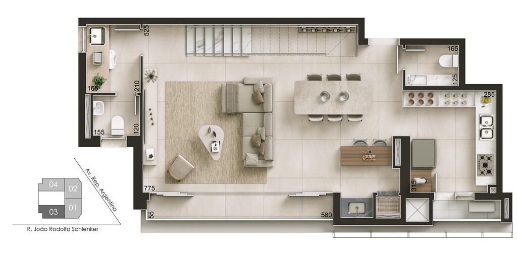 Planta 05 - 3 dorm 151m - duplex - inferior