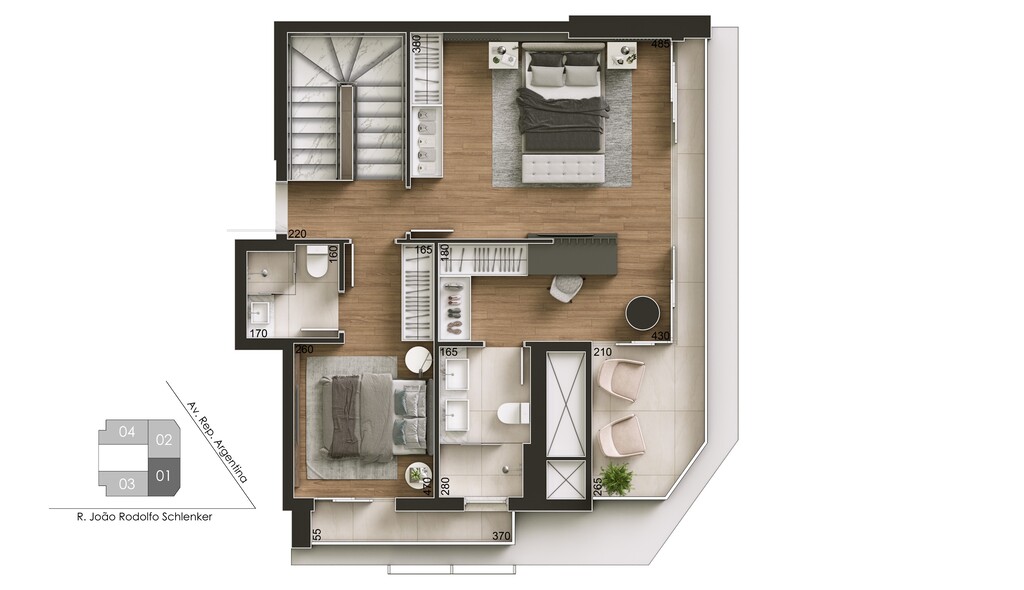 Planta 04 - 2 dorm 147m - duplex - superior