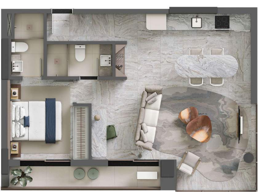 Planta 22 - 1 dorm 71m - opo