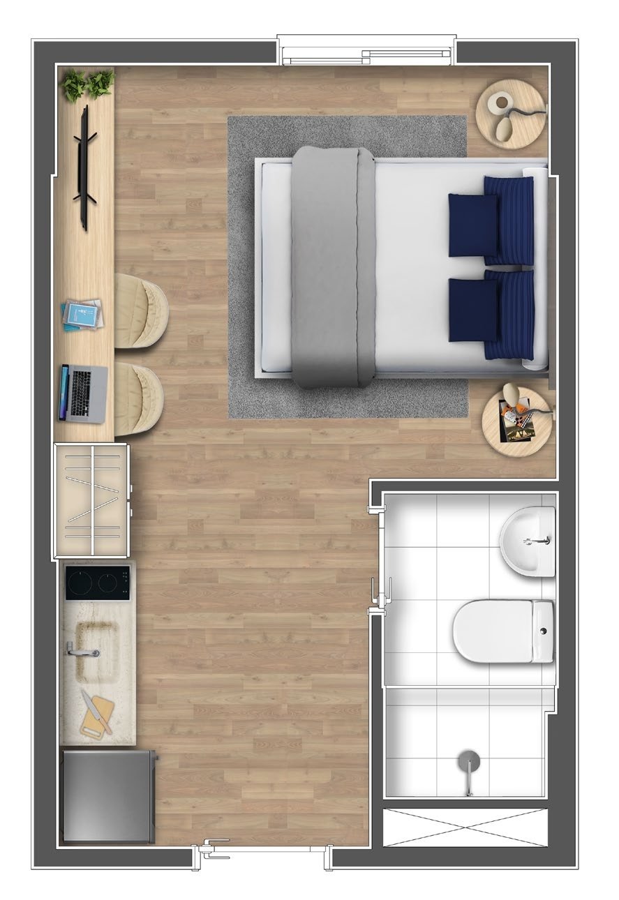 Planta 01 - 1 dorm 18,25m