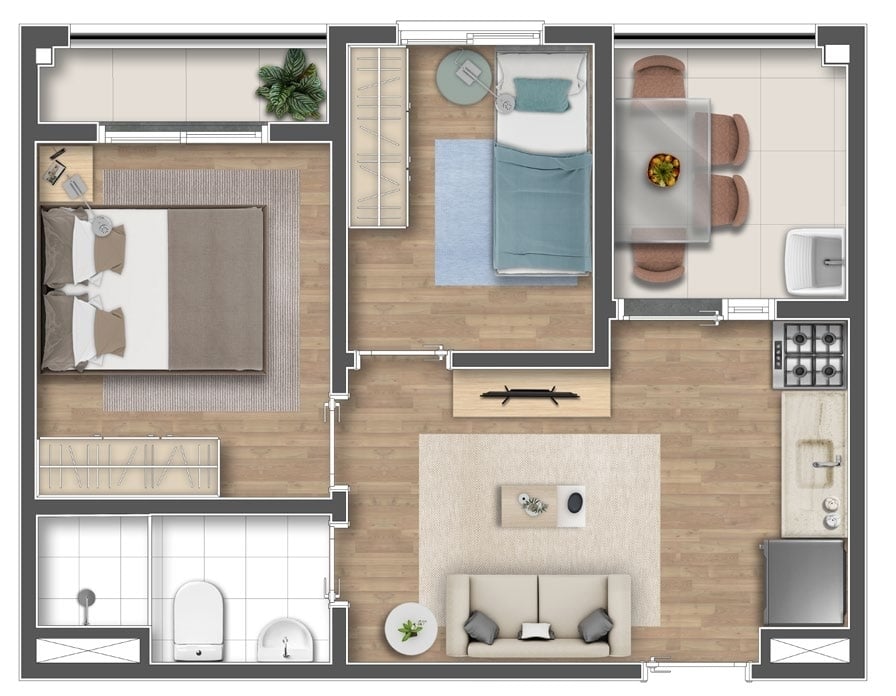 Planta 05 - 2 dorm 42,47m