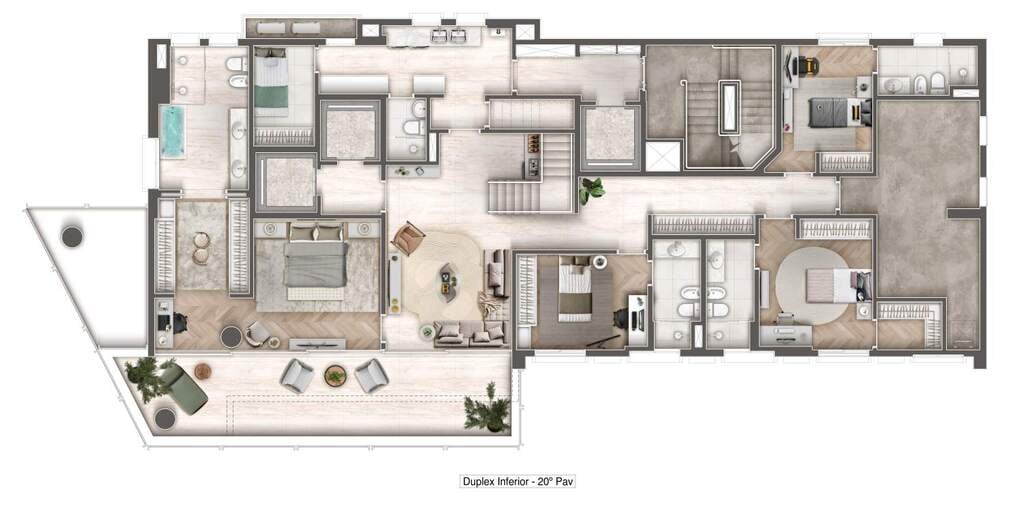 Planta 05 - 4 dorm 559,36m - cobertura duplex - inferior