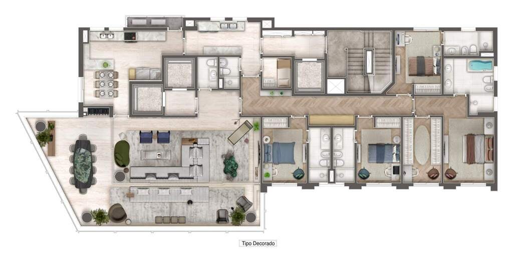 Planta 01 - 4 dorm 293,40m