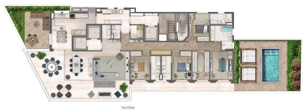 Planta 04 - 4 dorm 461,68m - garden