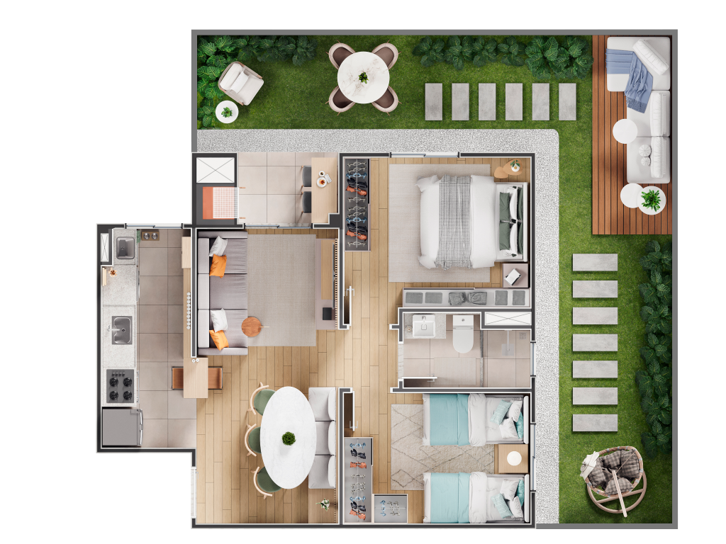 Planta 04 - 2 dorm 103,52m - garden
