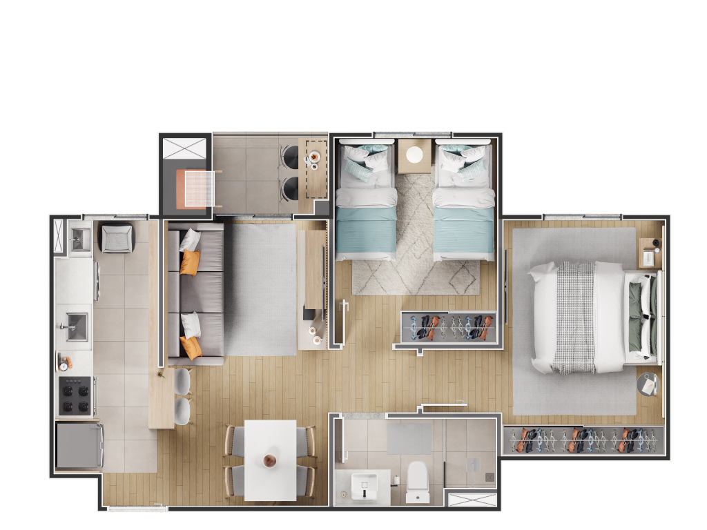 Planta 02 - 2 dorm 47,07m