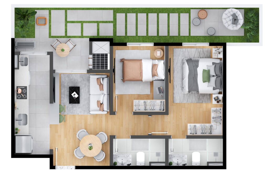 Planta 04 - 2 dorm 70 08m - garden