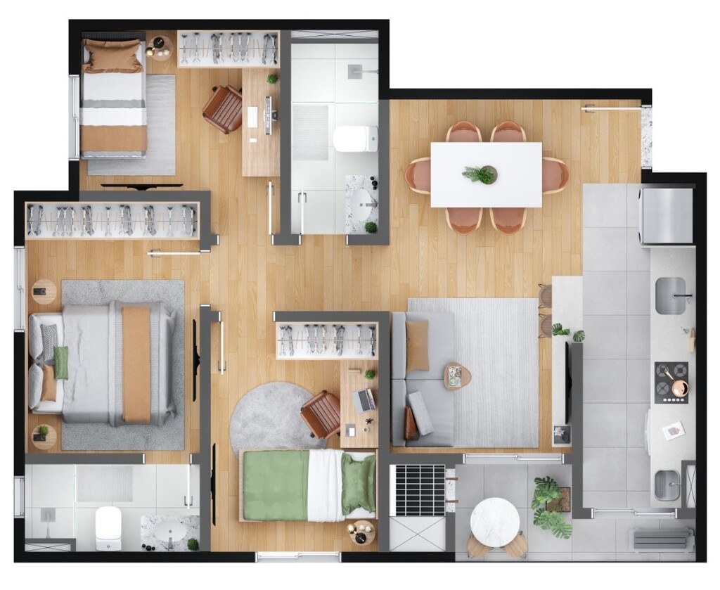 Planta 03 - 3 dorm 62 13m